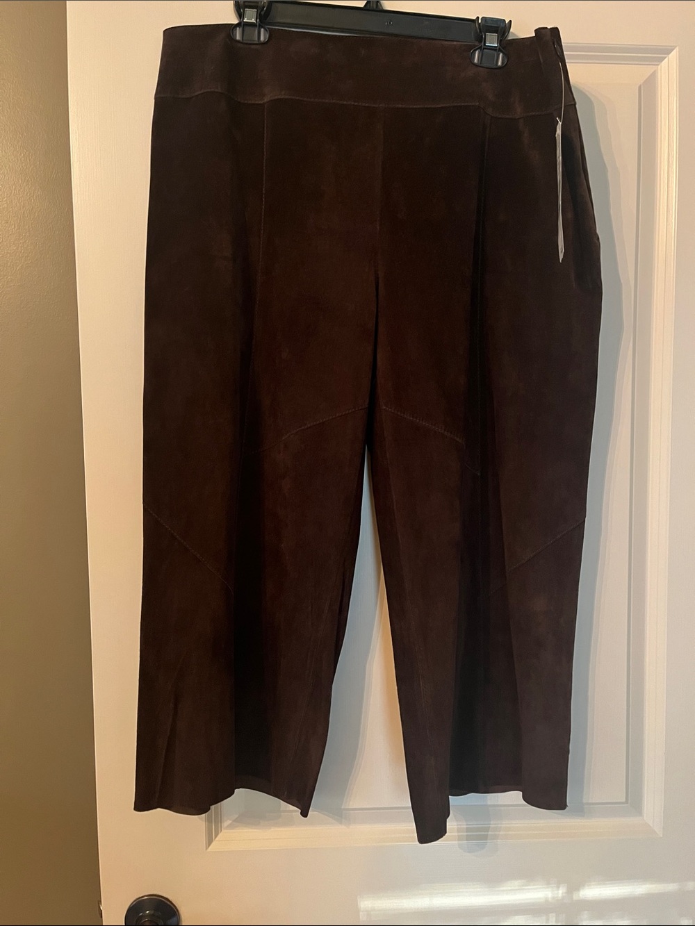 Karen Kane Dark Brown Suede Wide-Leg Pants
